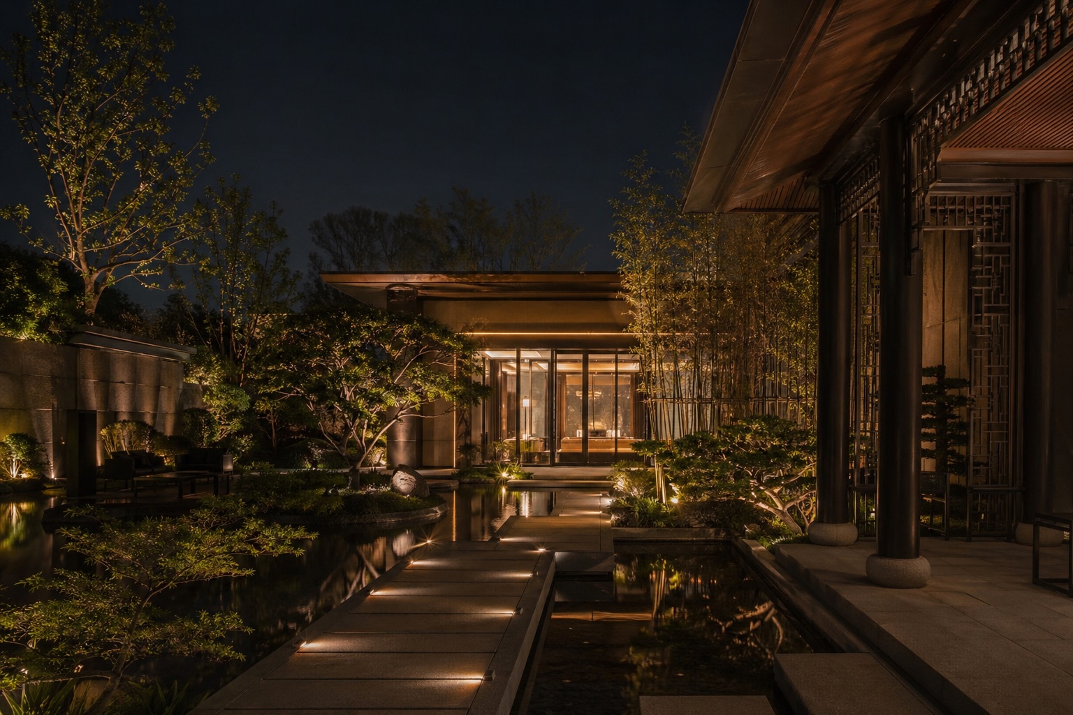 夜景灯光庭院